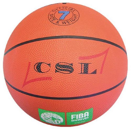 Bola Basquetebol T7 CSL em borracha com nylon bastante resistente.